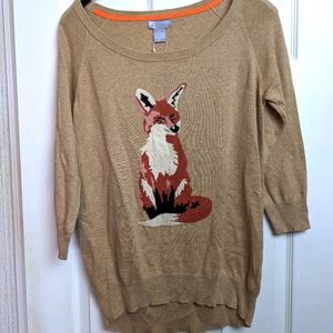 JCP fox sweater NWT tall. 3/4 sleeve